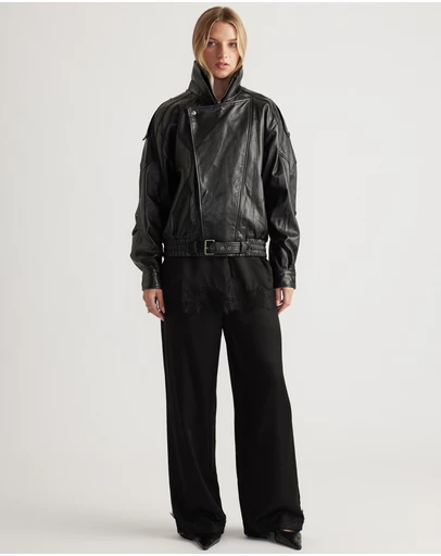Decjuba - Laine Satin Lace Trim Pants
