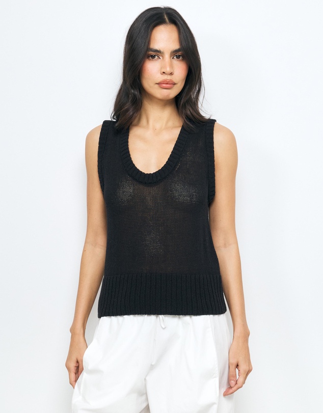 AERE - Lori Textured Organic Cotton Knit Vest