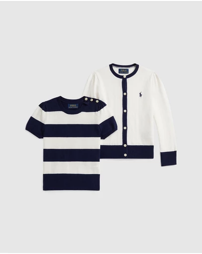 Polo Ralph Lauren - Striped Cotton Sweater & Cardigan Set - Babies-Kids