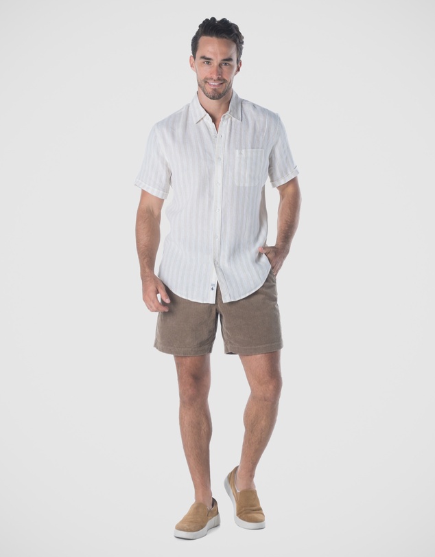 Coast Clothing - Short Sleeve Linen Shirt - Beach Stripe