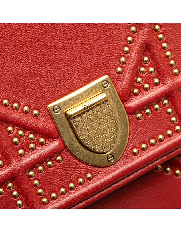 Pre-Loved by Azura Reborn - Pre-Loved Studded Lambskin Vertical Diorama Crossbody