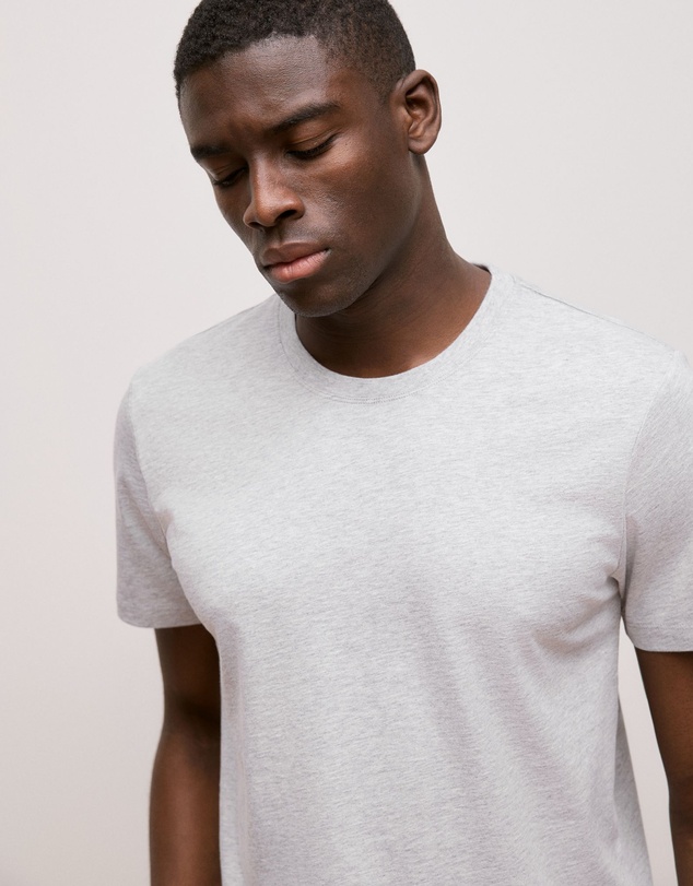 Trenery - Cotton Marle Crew T-shirt in Grey Marle