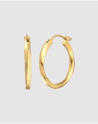 Elli Jewelry - Earrings Creoles Twisted Trend Basic in 925 Sterling Silver Gold Plated