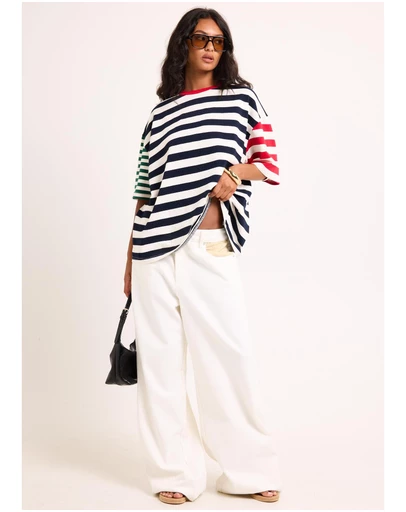 Subtitled - Fitzroy Stripes Oversized Short Sleeve T-Shirt