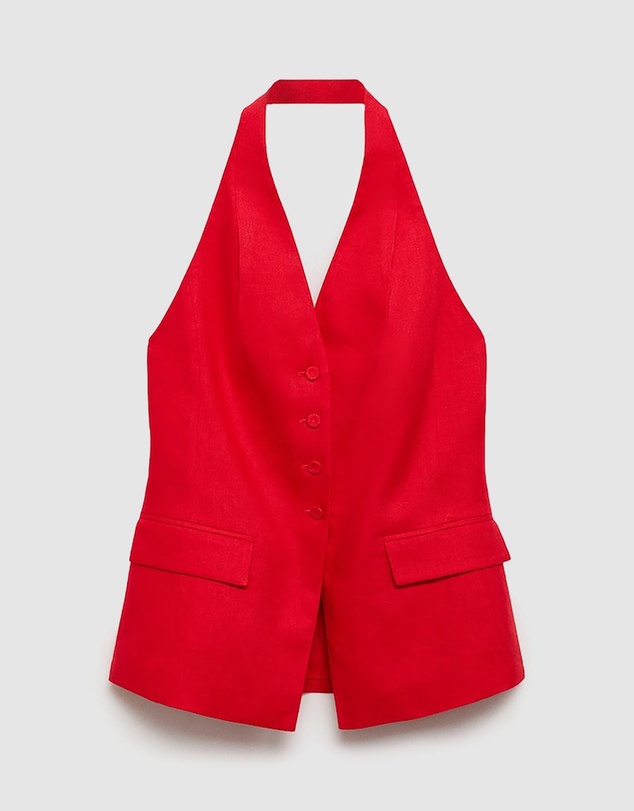 M.N.G - Limona Linen Halter-Neck Waistcoat