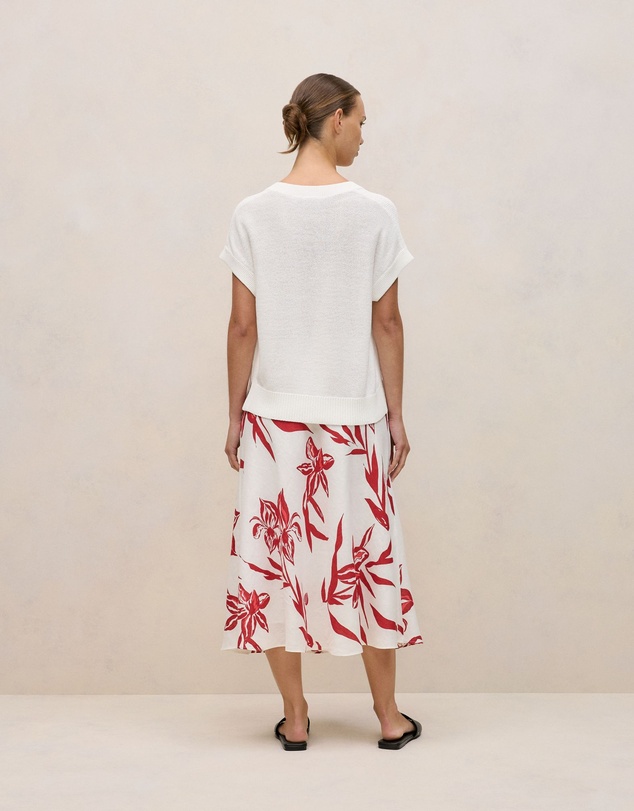 Trenery - Mercerised Cotton Relaxed V Neck Knit in White