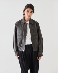 Forcast - Ada Faux Leather Bomber Jacket