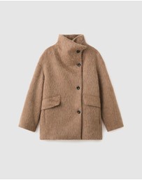 M.N.G - Wool-Blend Funnel-Neck Coat