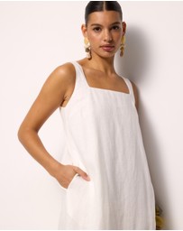 AERE - Ash Square Neck Linen Midi Dress