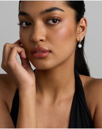 Michael Hill - Round Brilliant Cubic Zirconia Halo Drop Hoop Earrings in Sterling Silver