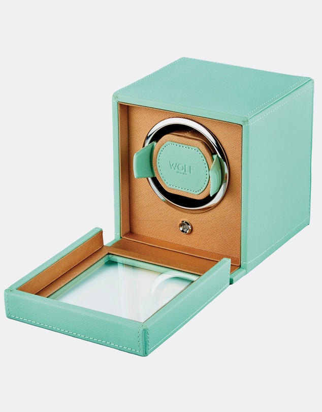 Wolf - WOLF Cub Seltzer Single Watch Winder with Cover Mint/Peach