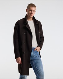 Calibre - Double Breasted Wool Cashmere Coat Chocolate
