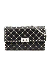 Pre-Loved by Azura Reborn - Pre-Loved Quilted Lambskin Free Rockstud Spike Wallet On Chain