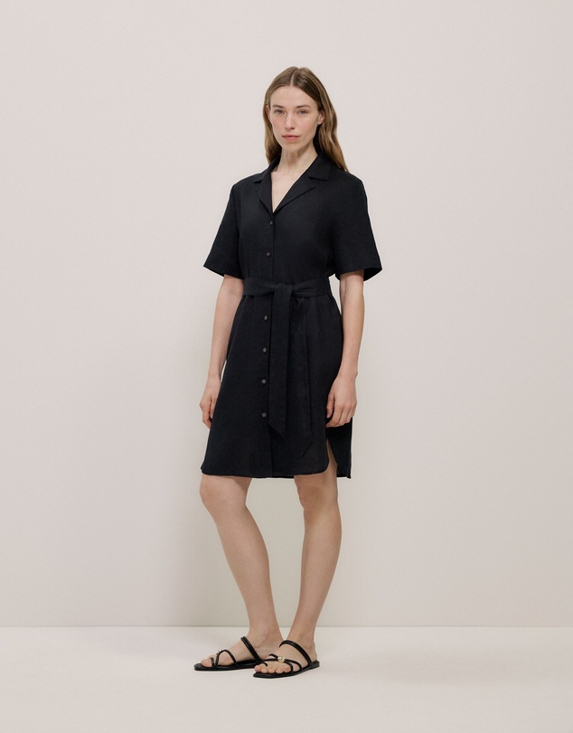 Trenery - Linen Belted Shirt Dress in Black