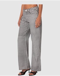 EDIKTED - Gingham Printed Low Rise Jeans
