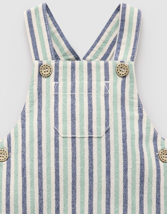 Purebaby - Striped Overalls -Kids-Babies