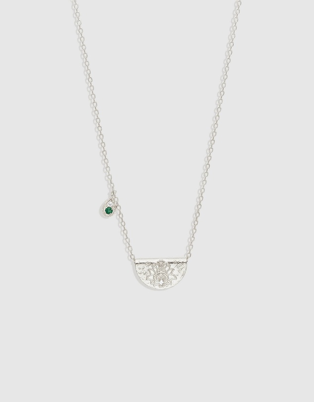 By Charlotte - Silver Lotus Birthstone Necklace - May