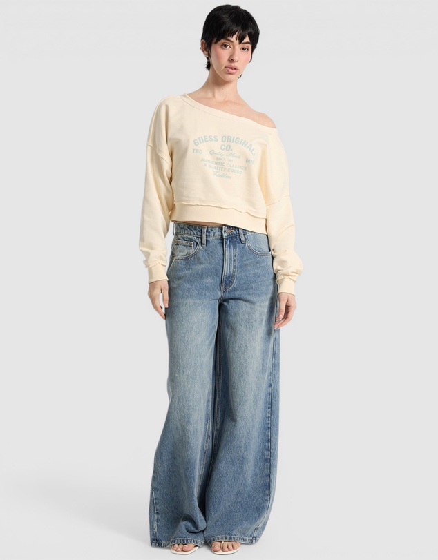 GUESS Originals - GUESS Originals Eco Boat Neck Distressed Sweatshirt