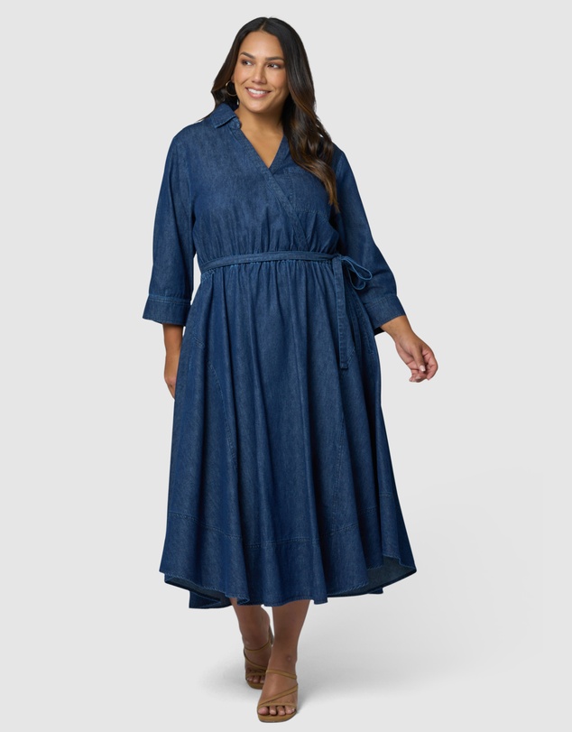 Indigo Tonic - Thalia Chambray Wrap Midi Dress