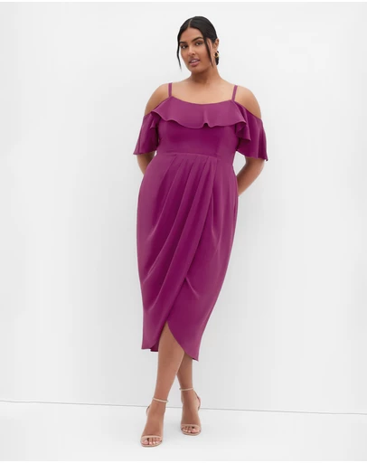 City Chic - Flirtation Drape Midi Dress