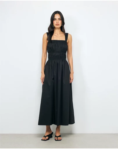 AERE - Freya Shirred Cotton Midi Dress