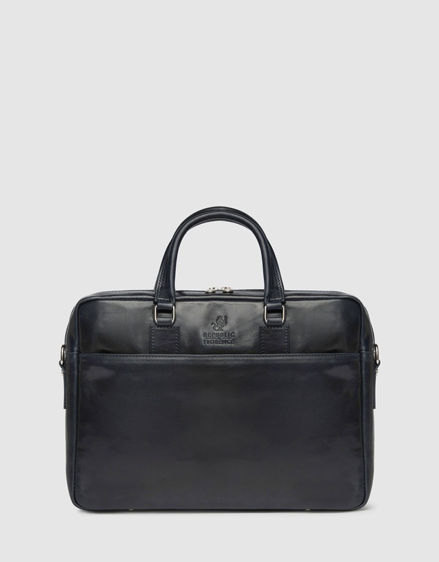 Republic of Florence - The Tokyo Blue Leather Laptop Briefcase