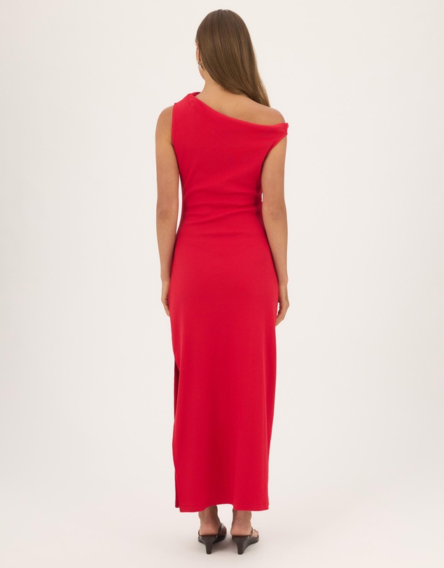 Atmos&Here - Heidi Organic Cotton Rib Off Shoulder Midi Dress
