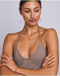 Zoe Olivia - 9K Gold Red Horn Threader Earings