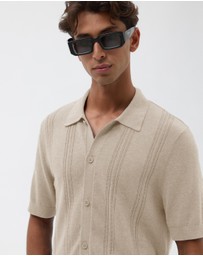 AERE - Silk Blend Textured Stripe Knit Shirt