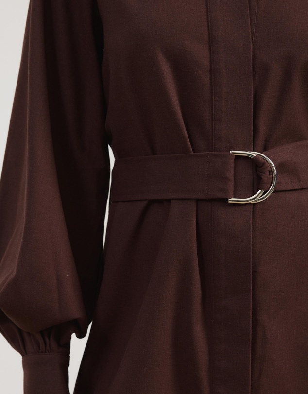 Atmos&Here - Lia Linen Blend Belted Mini Shirt Dress