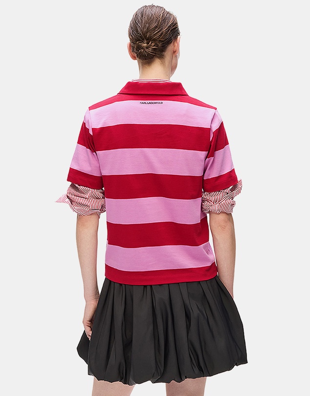 Karl Lagerfeld - Ikon Patch Stripe Short Sleeve Polo Shirt