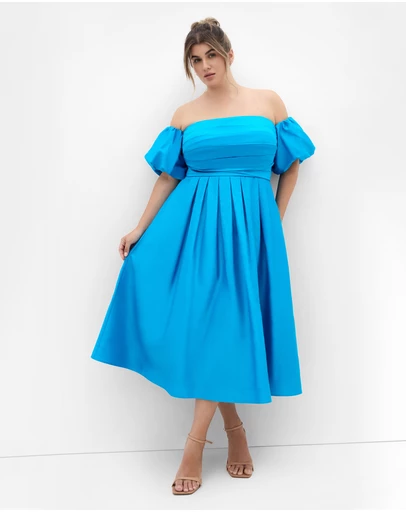 City Chic - Rosalee Puff Sleeve Midi Dress