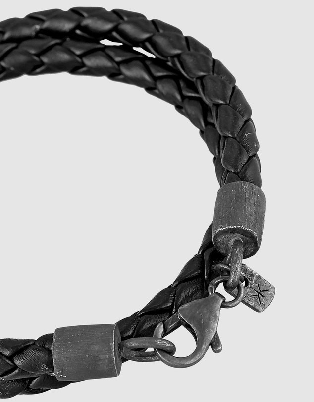 Kuzzoi - ICONIC EXCLUSIVE - Leather Cord Bracelet with Oxidised Sterling Silver Closure