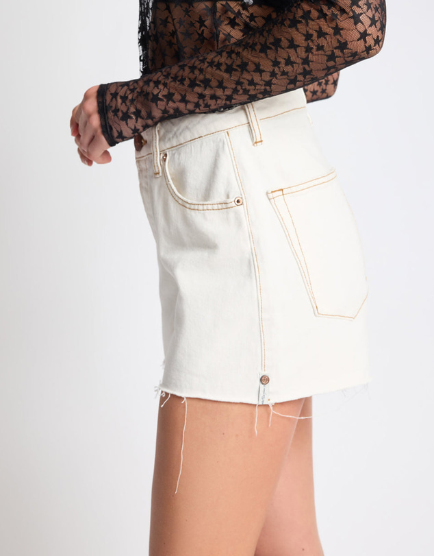 ONE TEASPOON - Rustlers High Waist Denim Shorts - White Beauty