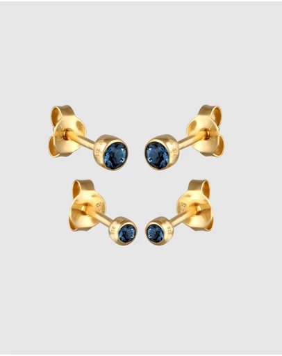 Elli Jewelry - Earrings Set with Circle Crystals 925 Sterling Silver Gold-plated