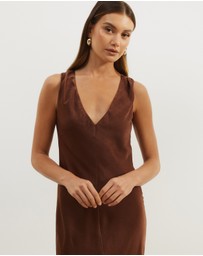 Atmos&Here - Dara Vneck Satin Maxi Dress