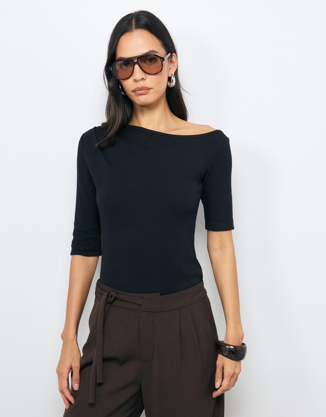 AERE - Off Shoulder Ribbed T-Shirt