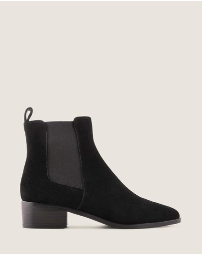 Shelly Shen - Ledger Flat Ankle Boots Black Suede