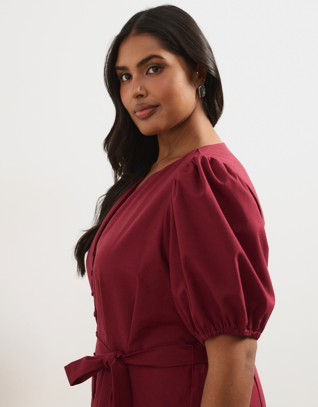 Atmos&Here Curvy - Audrey Fitted Button Front Midi Dress
