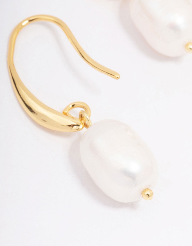 Lovisa - Gold Plated Freshwater Pearl Medium Hook Drop Earrings