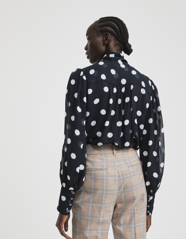 Witchery - Spot Print Tie Neck Blouse