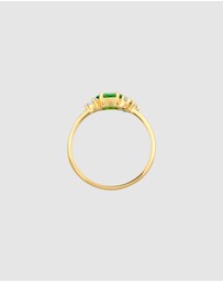 Elli Jewelry - Ring Engagement Extravagant Green with zirconia crystals in 925 Sterling Silver gold plated