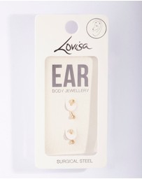 Lovisa - Gold Diamante Surgical Steel Cartilage Earring Pack