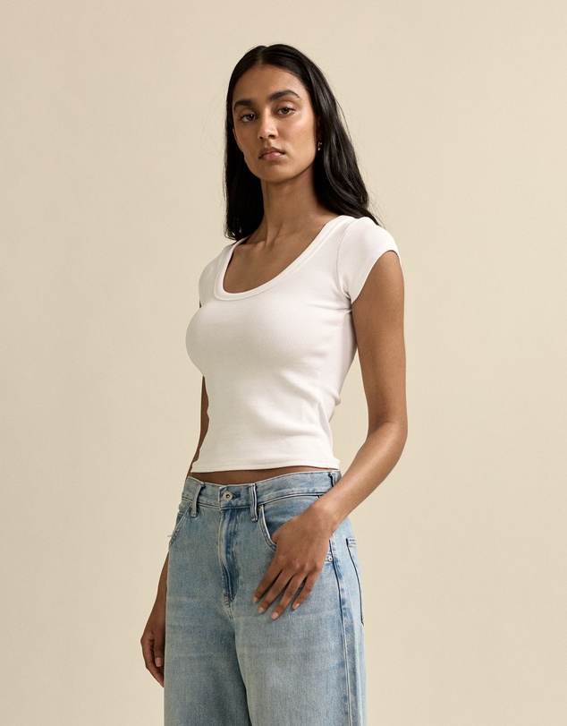 MVN - Ribbed Scoop Neck Top