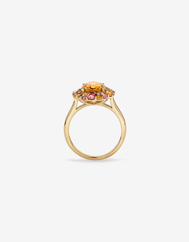 Michael Hill - Oval Cut Citrine, Pink Tourmaline & White Topaz Halo Ring in 10kt Yellow Gold