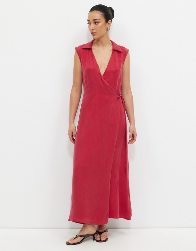 Calli - Cupro Sleeveless Wrap Dress