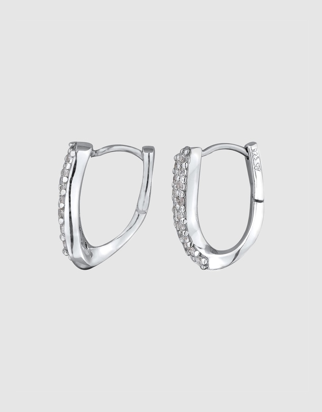 Elli Jewelry - Zirconia Twisted Hoop Earrings in 925 Silver