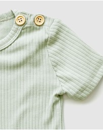 WITH LOVE FOR KIDS - BASICS Wide Ribbed Short Sleeve Onesie - Babies