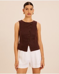 AERE - Linen Asymmetric Crew Neck Vest