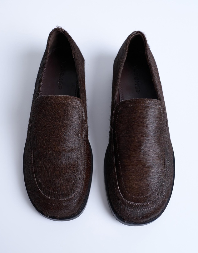 TOPSHOP - Corrie Real Leather Pony Flat Shoe Loafers